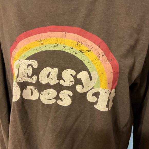 Wildfox Top S Gray Long Sleeve Easy Does It Rainbow Graphic Sweatshirt S… - Picture 4 of 8